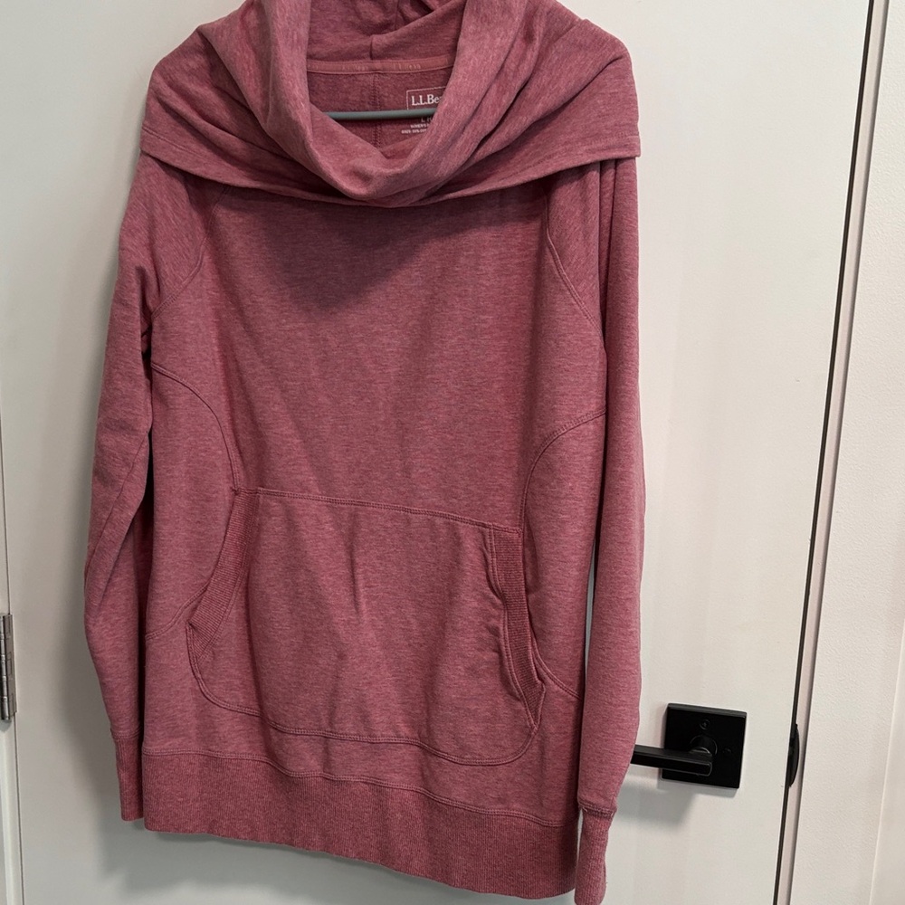 L.L. Bean Rose Cowl Neck Pullover with Kangaroo Pocket